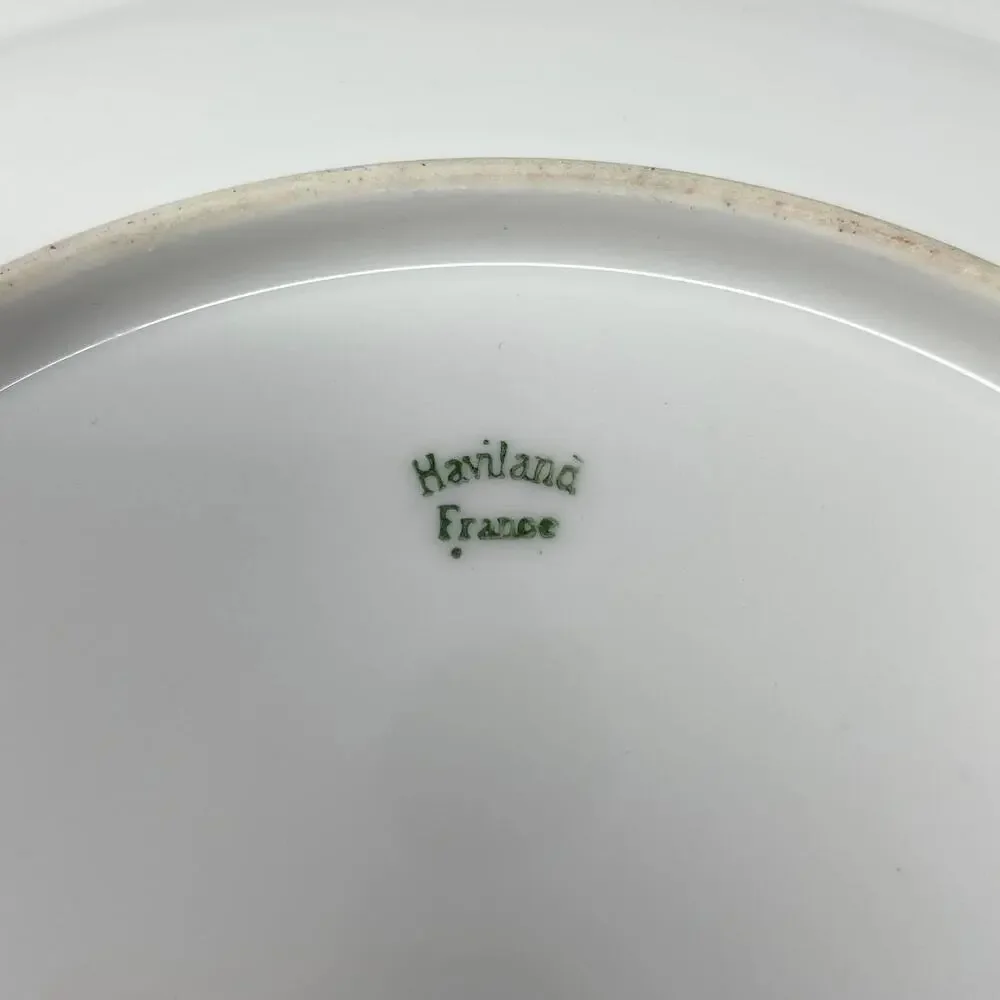 Haviland France White Gold Rim Pink Blue Art Deco Floral China Plate Set of‎ 4